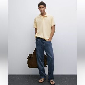 Massimo Dutti Micro textured extra fine pique cotton polo shirt